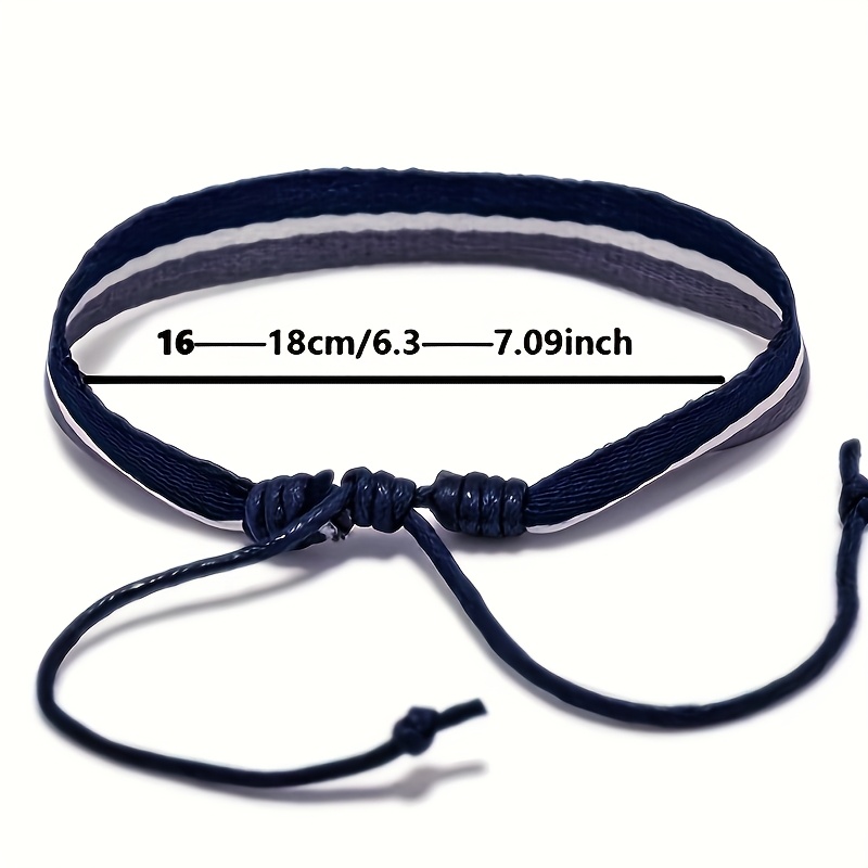 Nautical & Gray Striped Braided Bracelet Bohemian Style